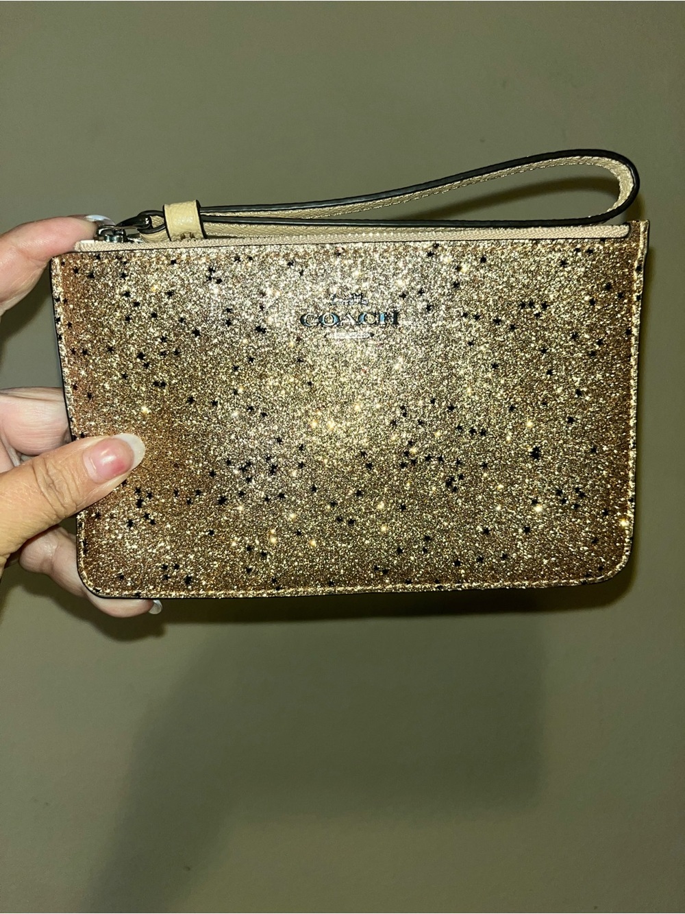 Coach Glitter Gold Wristlet Clutch